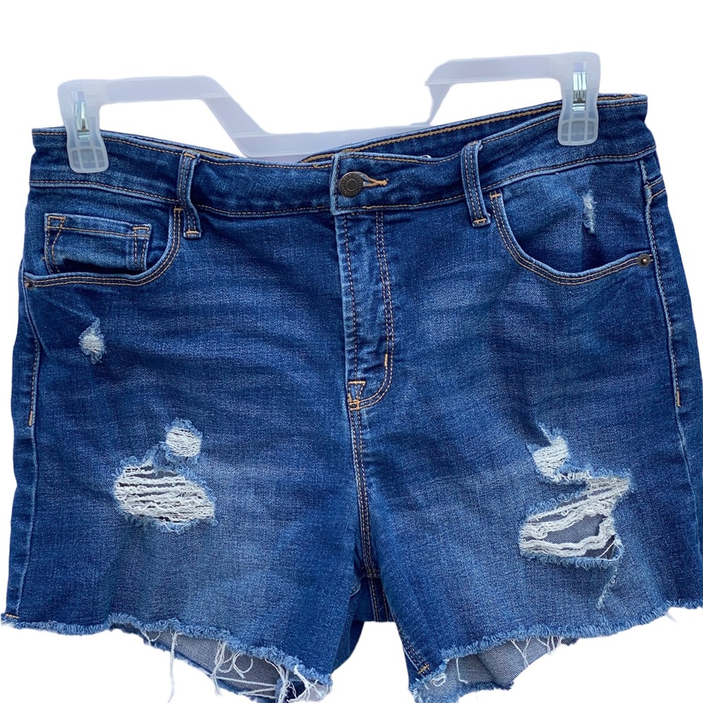 Old Navy blue high-rise rip jean short